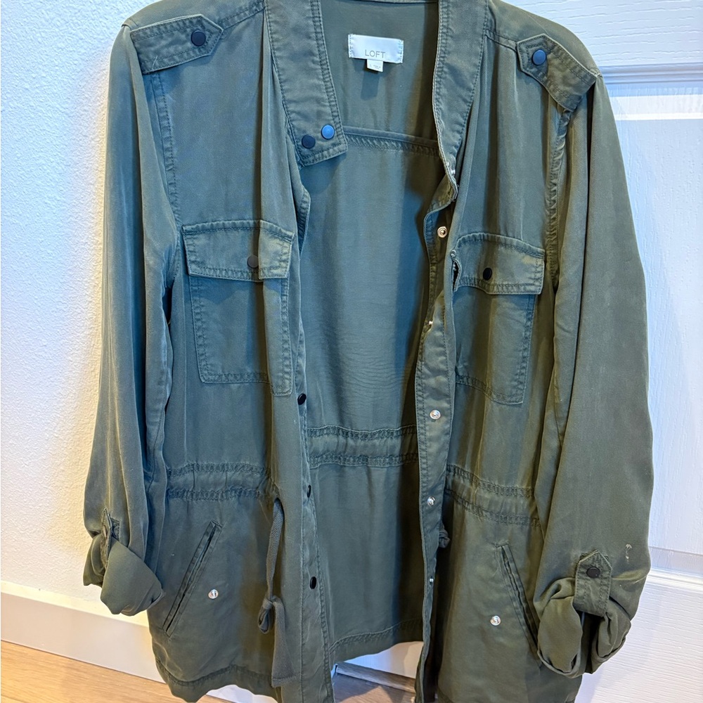 LOFT Green Utility Jacket with Relaxed Fit